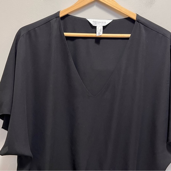 Addition Elle Black Boxy Vneck Blouse Size 1X - Picture 3 of 10